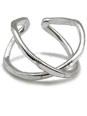 Anju Silver Plated Adjustable Criss Cross X Abstract Ring